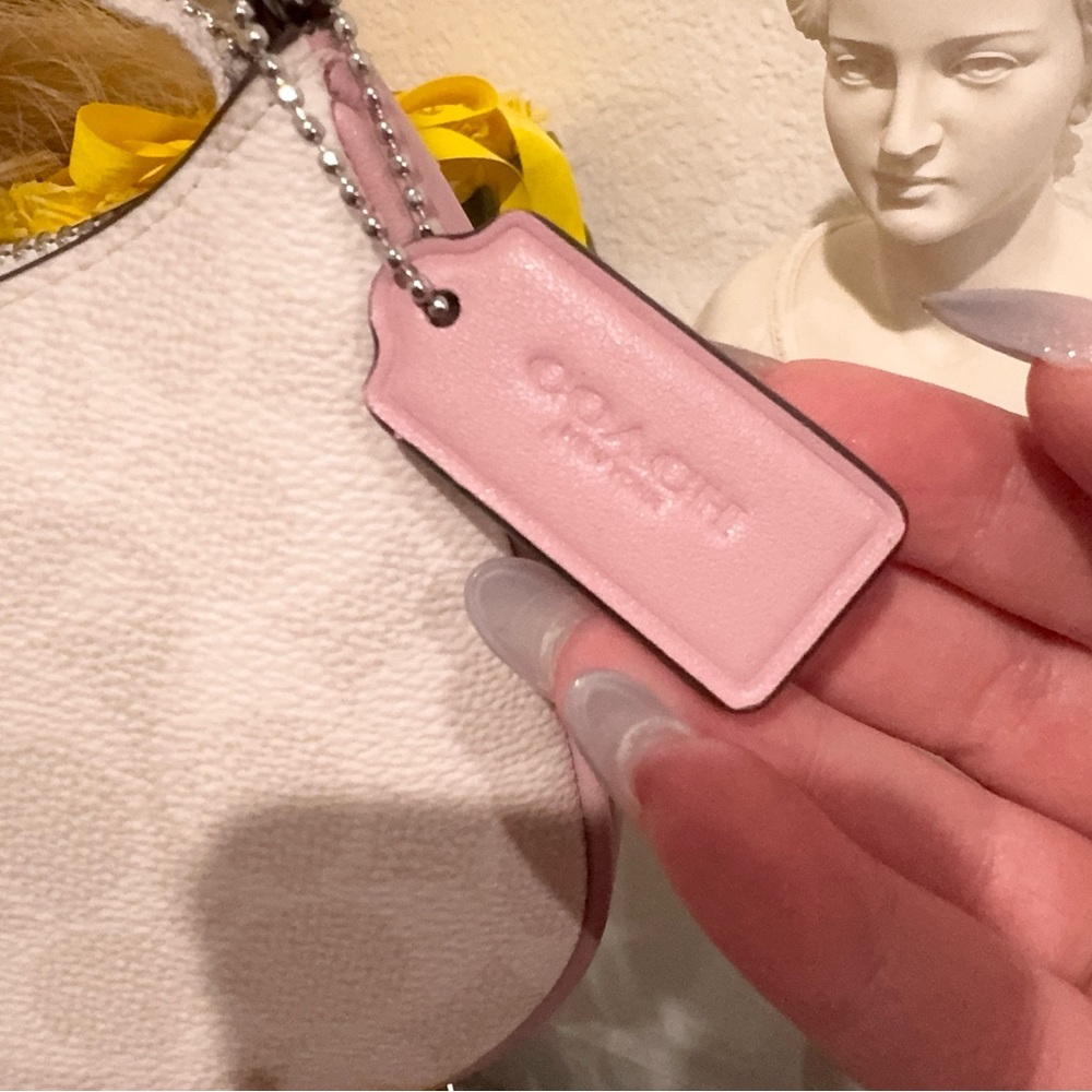 Coach NWT Mini Teri Shoulder Bag w/Crossbody Strap CW323 -Silver/Chalk/Carnation - Picture 6 of 16